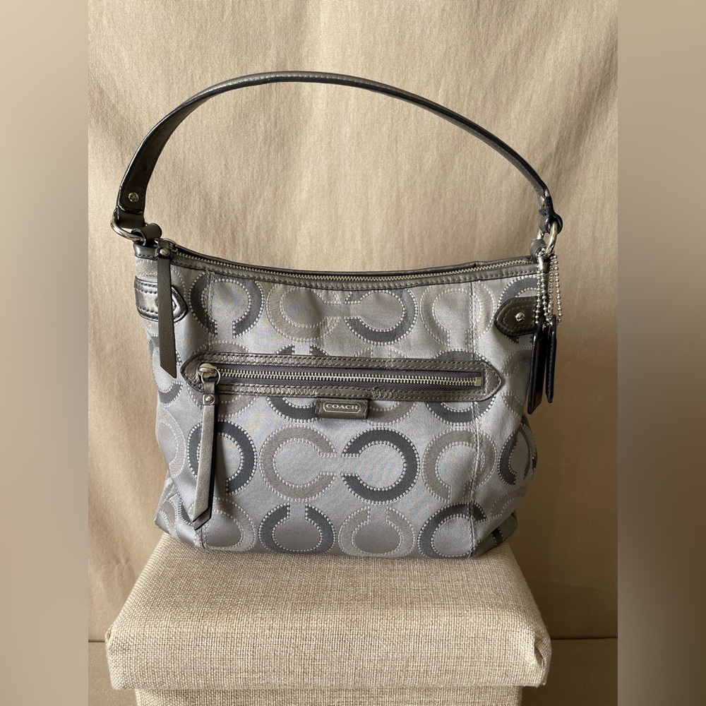 Coach Signature Hobo Dark & Light Grey Handbag